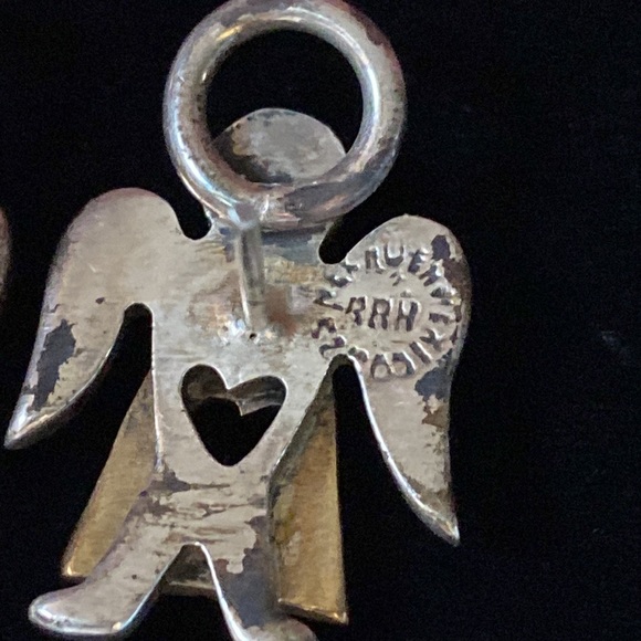 Vintage Signed RRH 925 Silver Angel Earrings - Picture 5 of 5